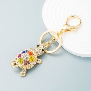 Multi color Rhinestones Crystals Turtle Keychain Purse bag Charm